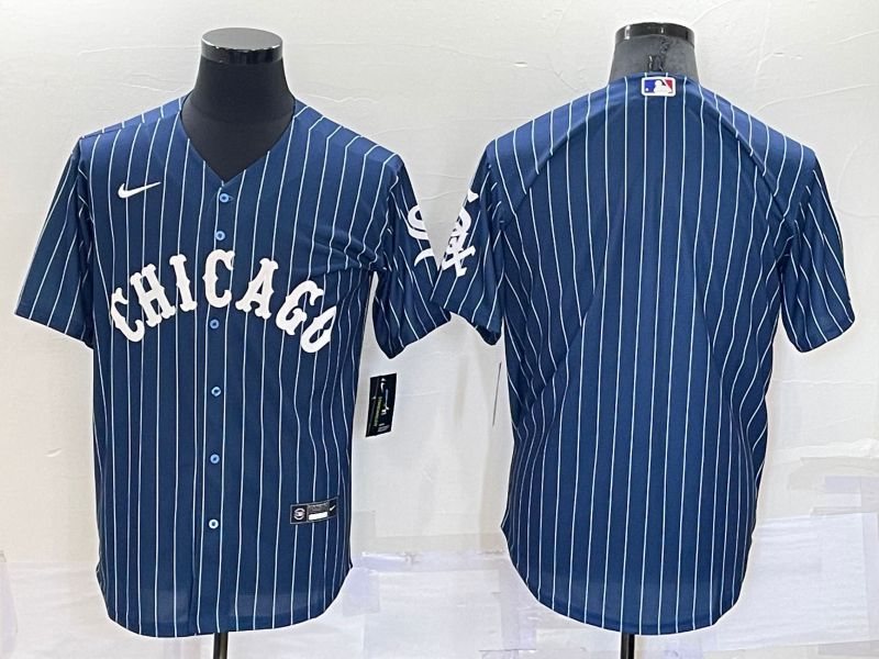 Cheap Men Chicago White Sox Blank Blue Stripe Throwback Nike 2022 MLB Jersey